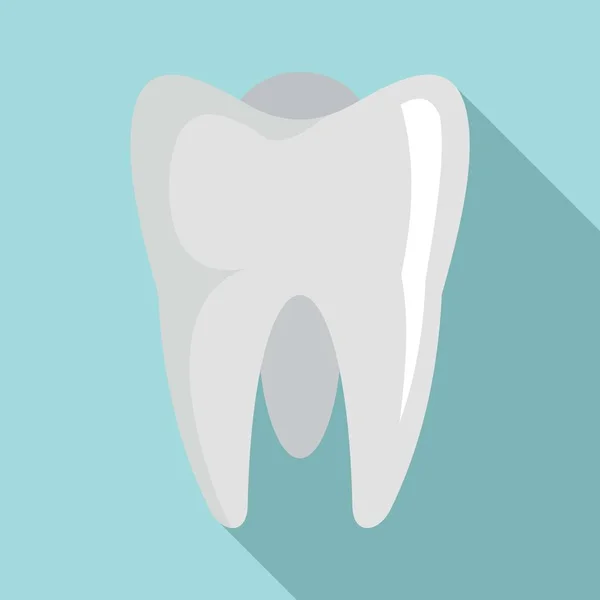 Ícone de dente branco, estilo plano —  Vetores de Stock