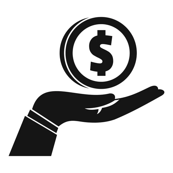 Przekaż pieniądze w ikonę ręki, prosty styl — Wektor stockowy