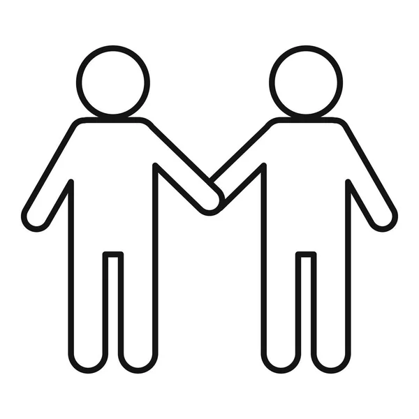 Icono de pareja de voluntarios, estilo de esquema — Vector de stock