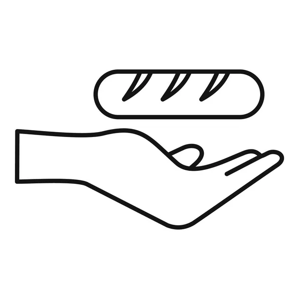 Main prendre faire un don icône de pain, style contour — Image vectorielle
