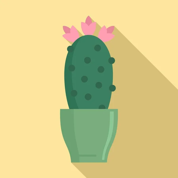 Cactus flower pot icon, flat style — Stock Vector