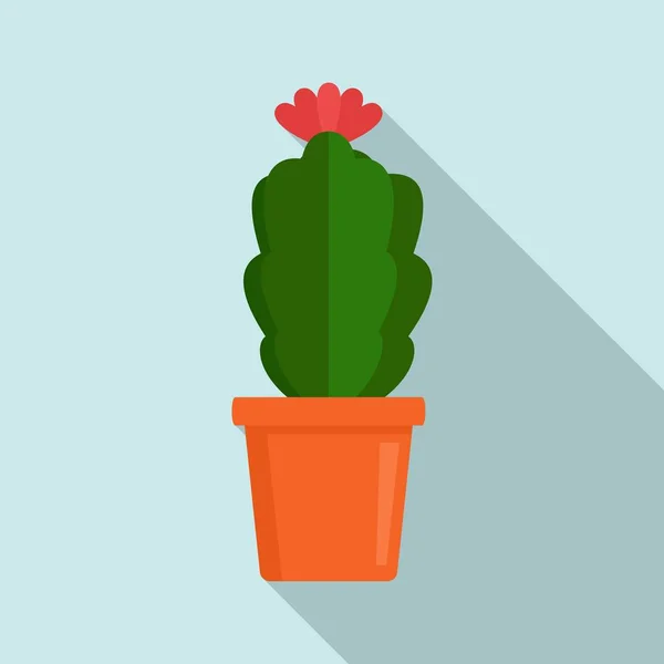 Indoor flower cactus icon, flat style — Stock Vector