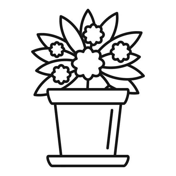 Icono de planta de interior de flores, estilo de contorno — Archivo Imágenes Vectoriales