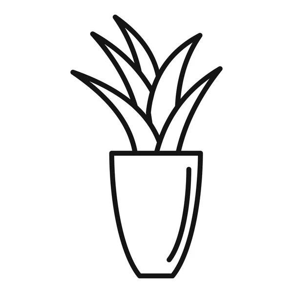 Büro-Blumentopf-Symbol, Umriss-Stil — Stockvektor