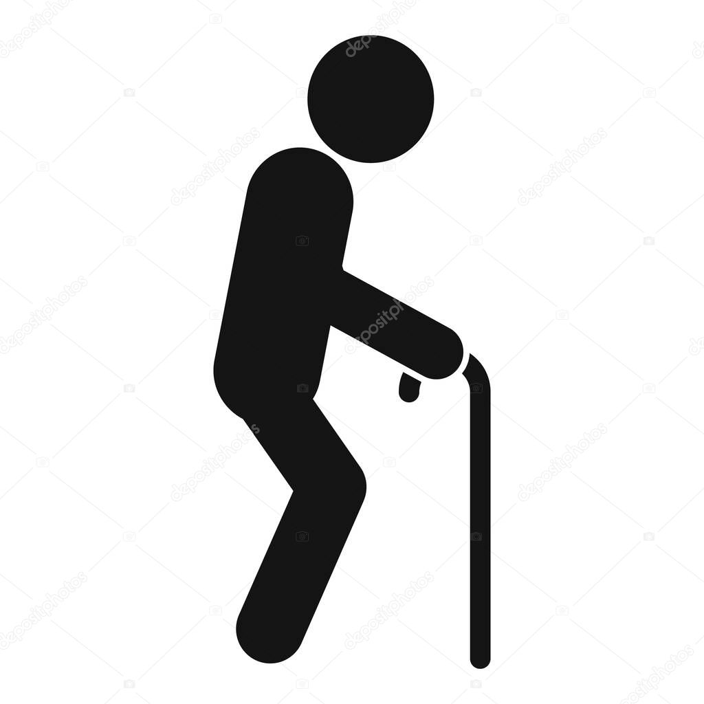 Senior man walking stick icon, simple style