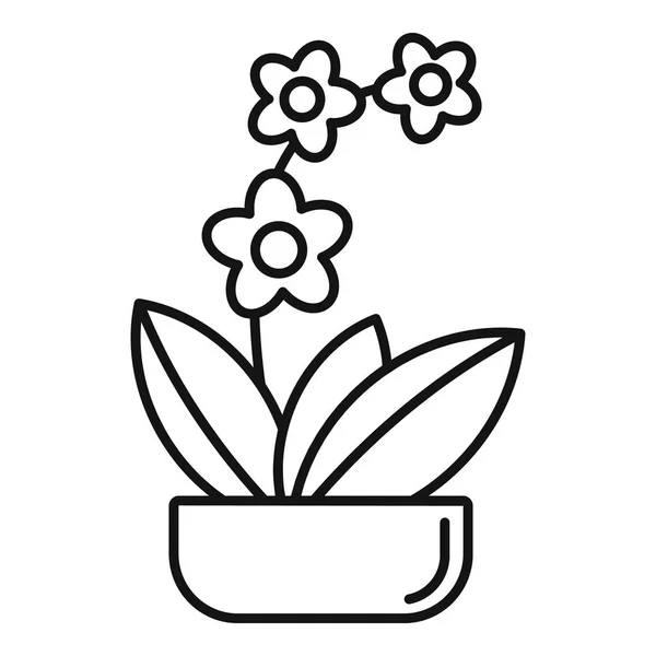 室内植物兰花图标，轮廓风格 — 图库矢量图片