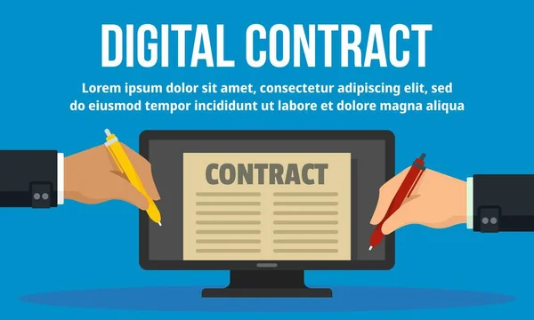 Moderna digitala kontrakt koncept banner, Flat Style — Stock vektor