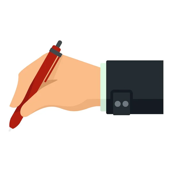 Escritura mano pluma roja icono, estilo plano — Vector de stock