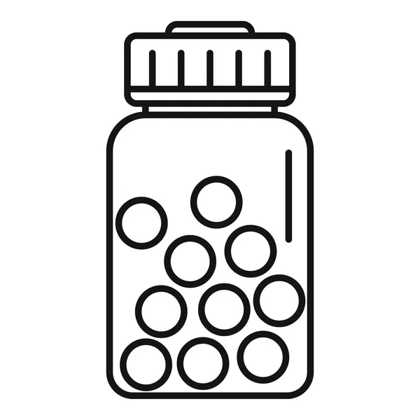 Pill ball jar icona, stile contorno — Vettoriale Stock