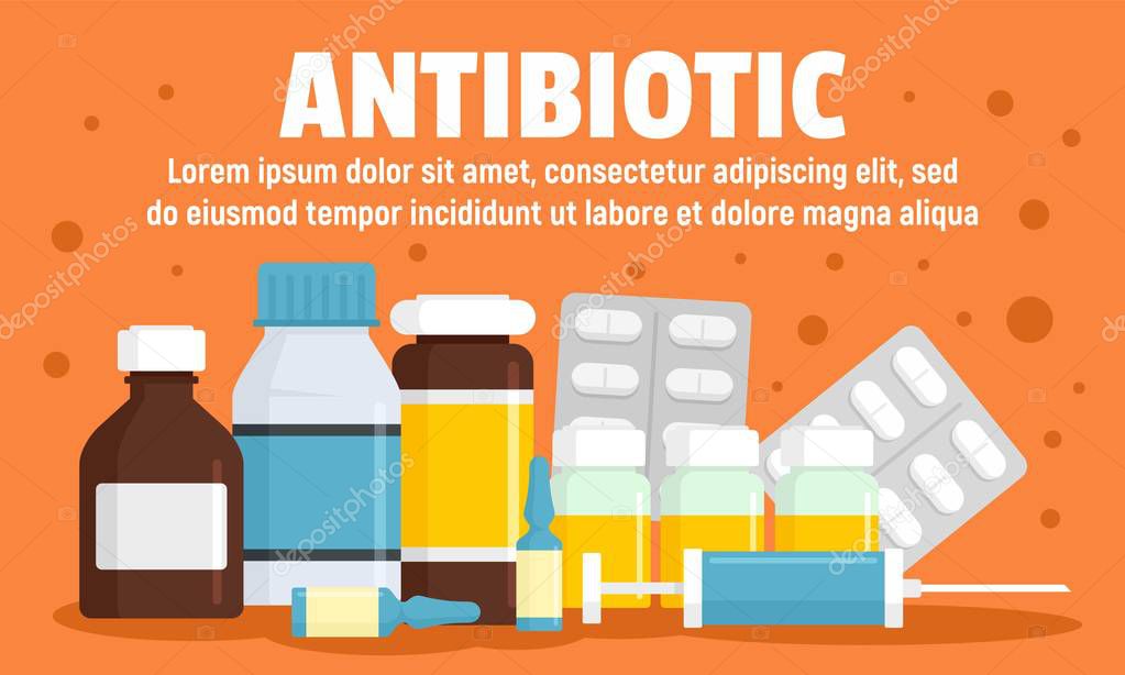 Modern antibiotic concept banner, flat style