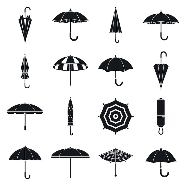 Ensemble d'icônes accessoires parapluie, style simple — Image vectorielle