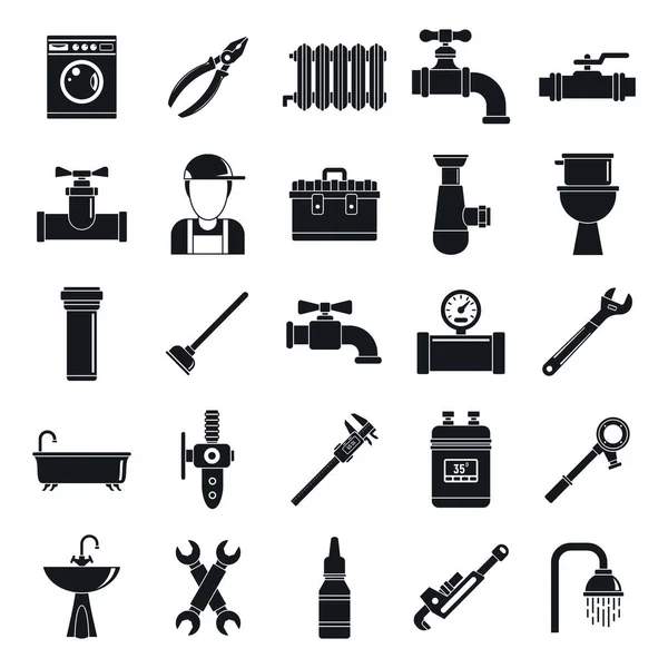 Sanitair Service icons set, eenvoudige stijl — Stockvector