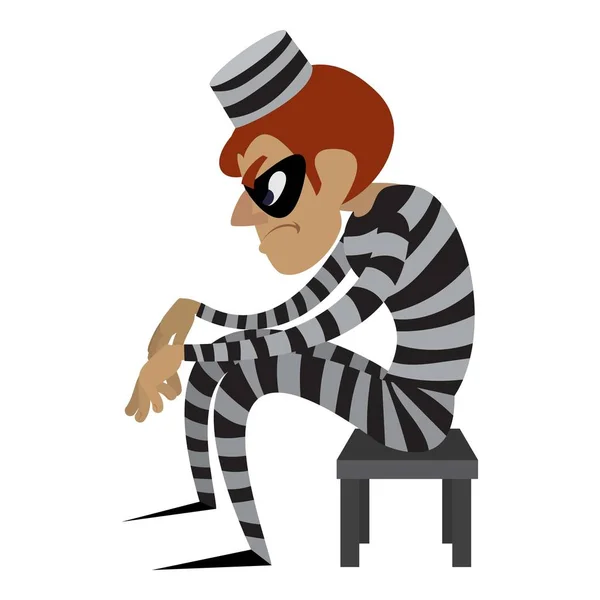 Einbrecher Gefängnis Kleidung Ikone, Cartoon-Stil — Stockvektor