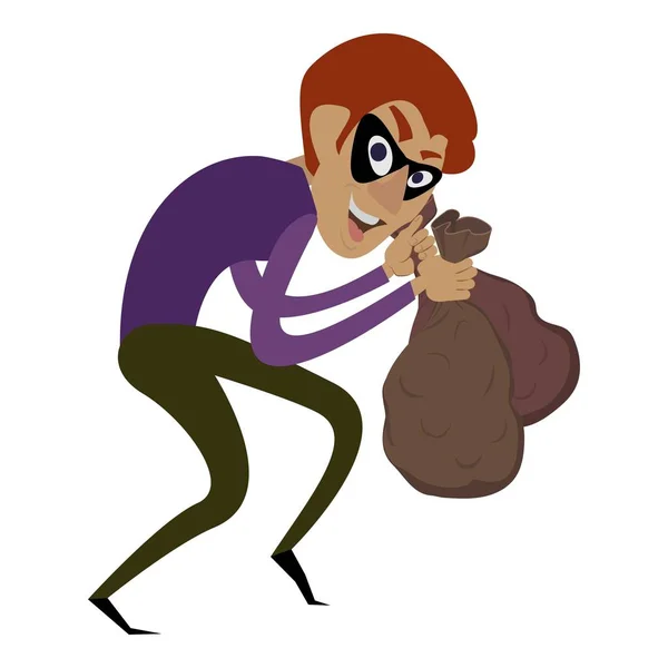 Ladrón tomar dinero bolsas icono, estilo de dibujos animados — Vector de stock