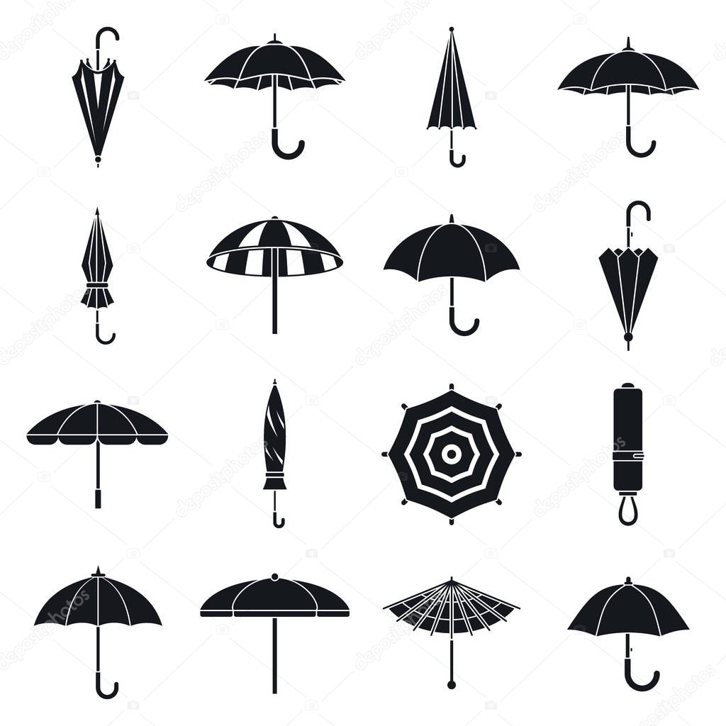 Umbrella accessory icons set, simple style