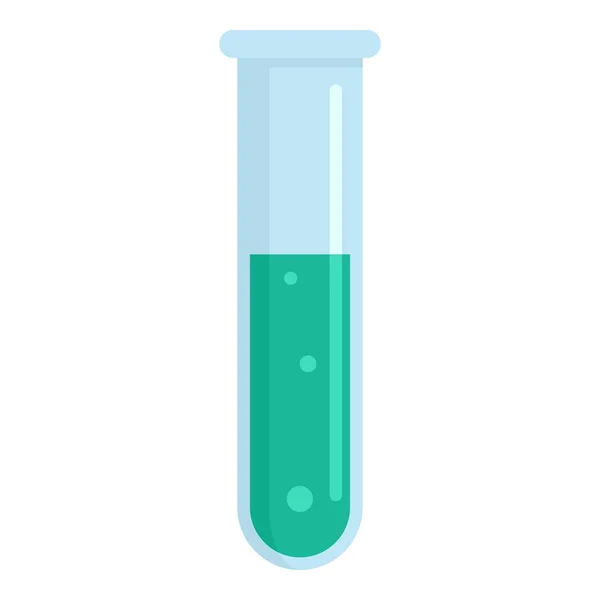 Green test tube icon, flat style — Stock Vector