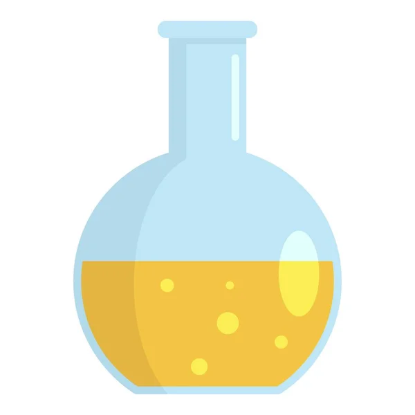 Icono de frasco de sustancia amarilla, estilo plano — Vector de stock