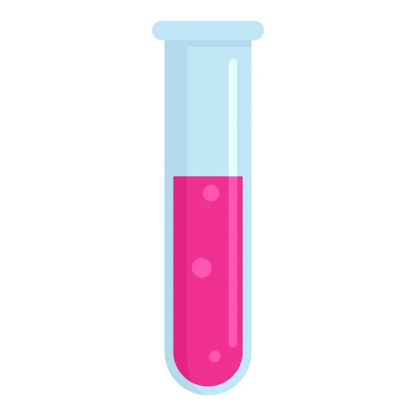 Icona della provetta di sostanza rosa, stile piatto — Vettoriale Stock