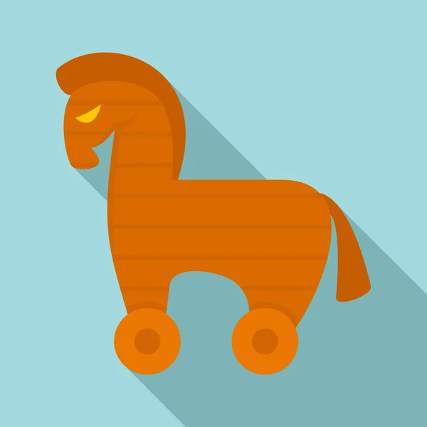 Computer trojan horse icon, flat style — Stock Vector