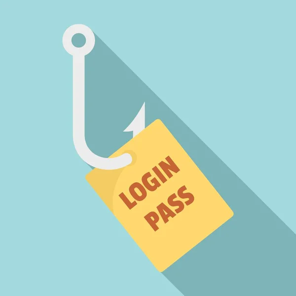 Login pass icono de pesca, estilo plano — Vector de stock