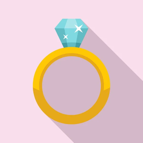 Icono de anillo de diamantes de lujo, estilo plano — Archivo Imágenes Vectoriales