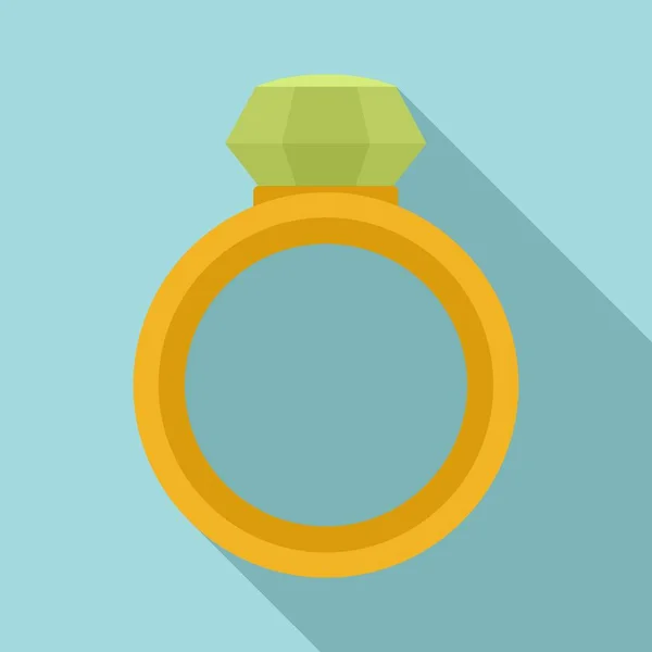 Icône anneau en pierre gemme cristal, style plat — Image vectorielle