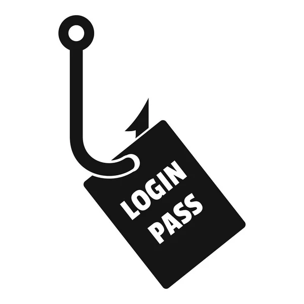 Login pass icono de pesca, estilo simple — Vector de stock