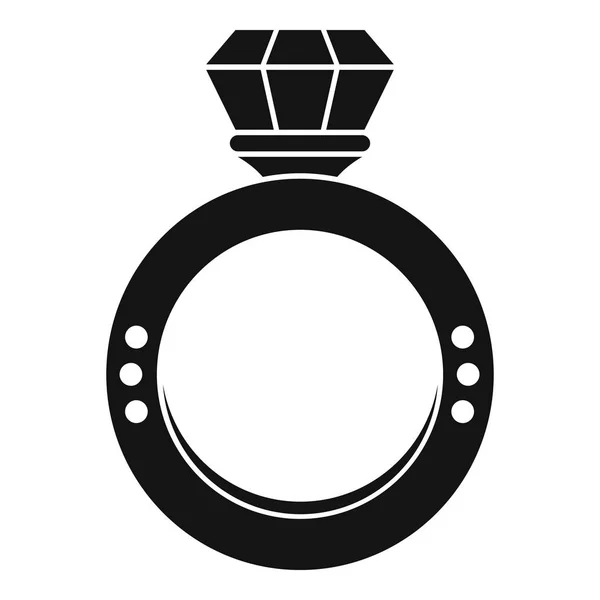 Icône bague en diamant, style simple — Image vectorielle