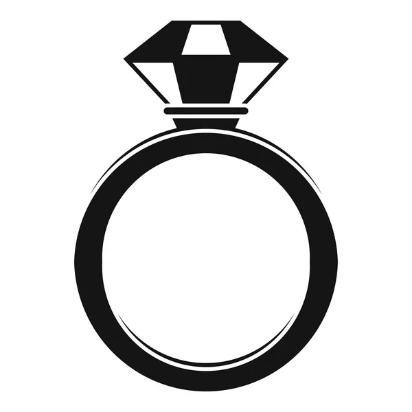 Icono de anillo de piedra preciosa de cristal, estilo simple — Vector de stock