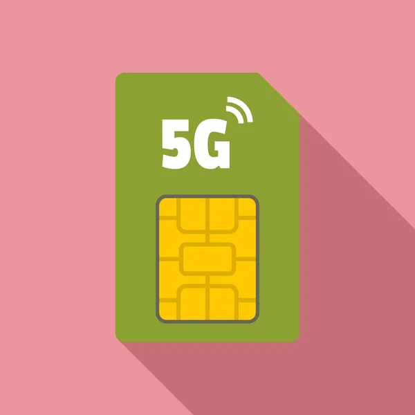 5g phone card icon, flat style — Stock Vector