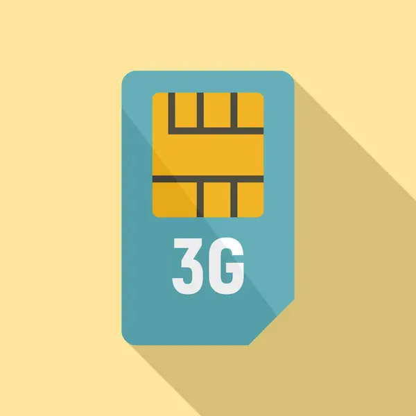 3g SIM 카드 아이콘, 플랫 스타일 — 스톡 벡터
