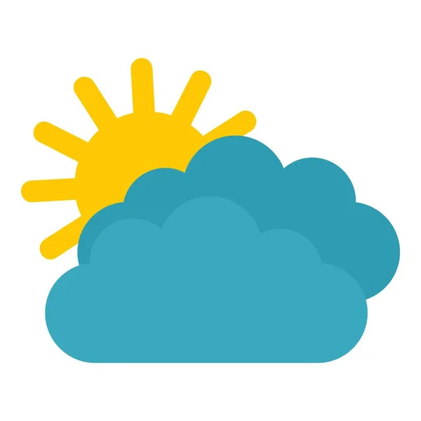 Sun clouds icon, flat style