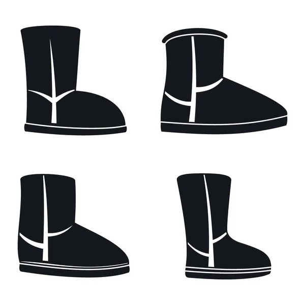 Casual ugg boots icons set, simple style — Stock Vector