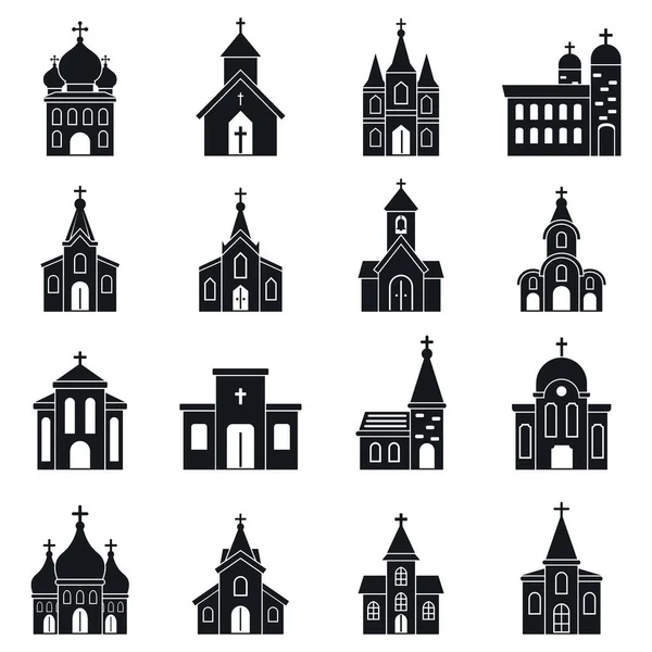 Kerkgebouw icons set, eenvoudige stijl — Stockvector