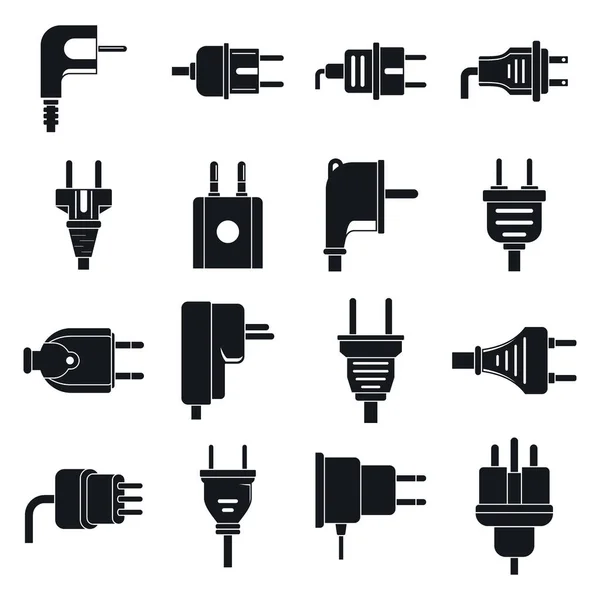 Elektrische plug icons set, eenvoudige stijl — Stockvector