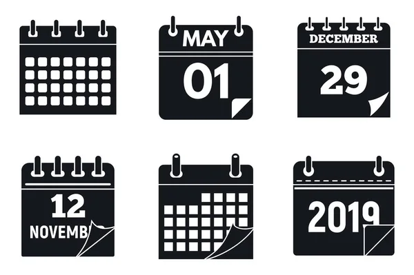 Kalender pagina icons set, eenvoudige stijl — Stockvector