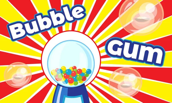 Bubble gum concept banner, cartoon stil — Stockvektor