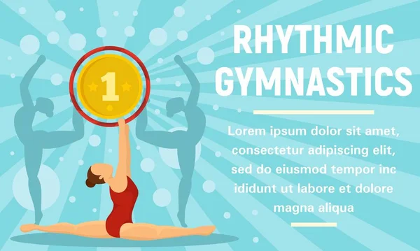 Ritmische gymnastiek gouden medaille concept banner, platte stijl — Stockvector