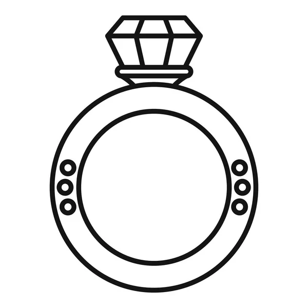Icono de anillo de diamante, estilo de esquema — Vector de stock