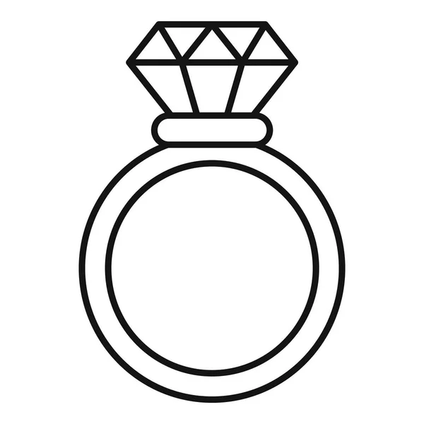 Icono de anillo brillante, estilo de contorno — Vector de stock