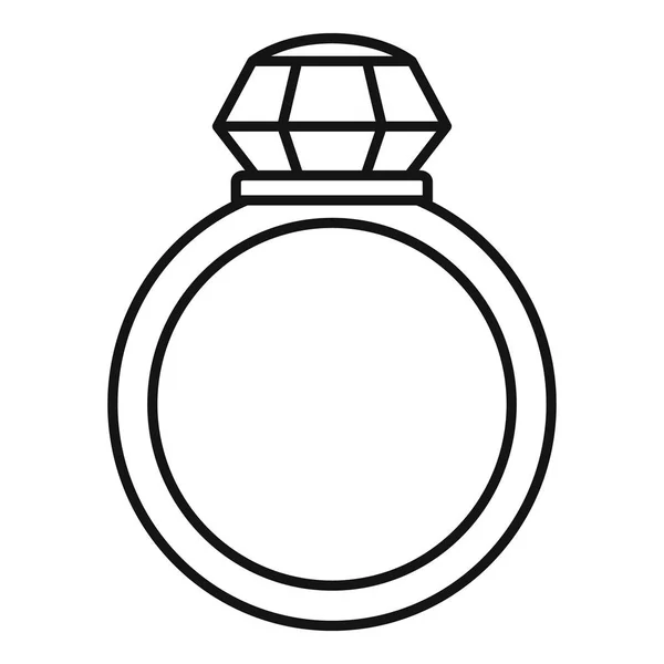 Kristály kő gyűrű ikon, körvonalstílus — Stock Vector