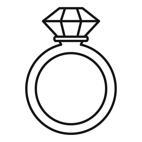 Törensel elmas yüzük simgesi, anahat tarzı — Stok Vektör