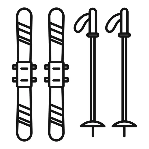 Skiausrüster-Ikone, Outline-Stil — Stockvektor