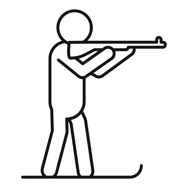 Ikona střílení biatlon, styl obrysu — Stockový vektor