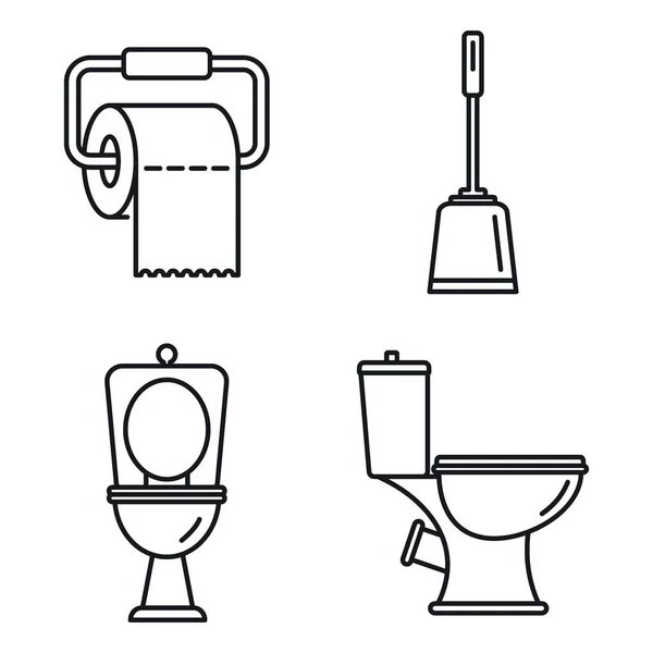 Toilette Toilette Symbole gesetzt, Umriss Stil — Stockvektor