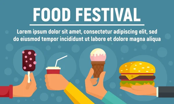 Food festival concept banner, flat style