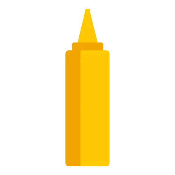 Mustard plastic bottle icon, flat style — Stock Vector