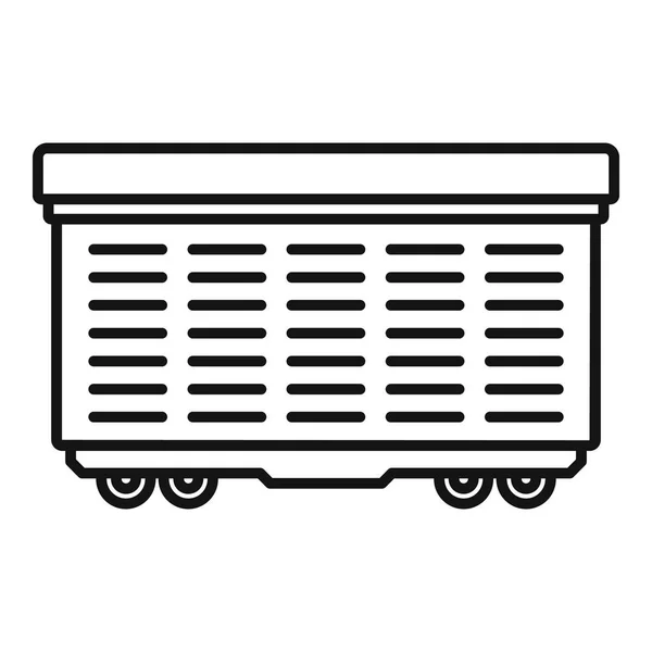 Ikona wagonu towarowego, styl konturu — Wektor stockowy
