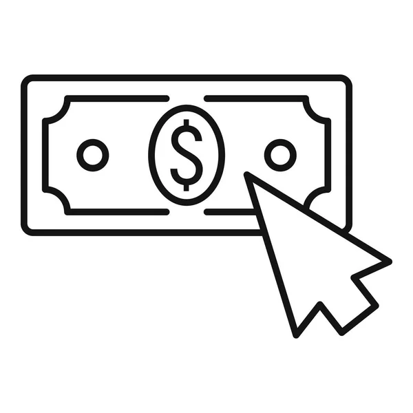Web dinheiro clique ícone, estilo esboço — Vetor de Stock