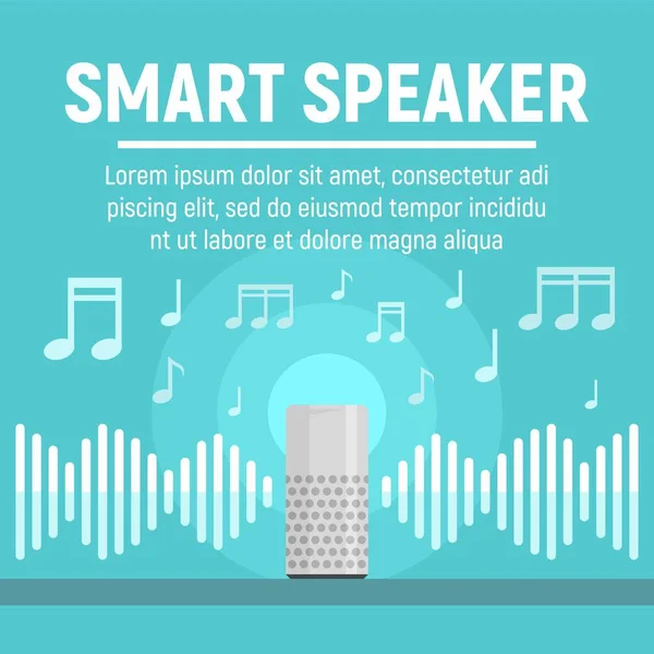 Bannière concept haut-parleur intelligent, style plat — Image vectorielle